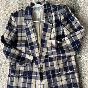 Laura Gayle Womens Vintage Blazer 8P Suit Jacket Blue Beige career